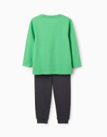 Pyjama en coton à manches longues avec imprimé Minecraft pour garçon, vert/gris – Image 2