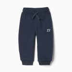 Pantalon de jogging en polaire avec cordon de serrage et imprimé pour bébé garçon, bleu marine