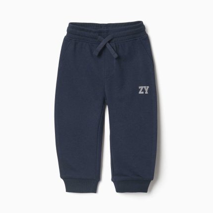 Pantalon de jogging en polaire avec cordon de serrage et imprimé pour bébé garçon, bleu marine