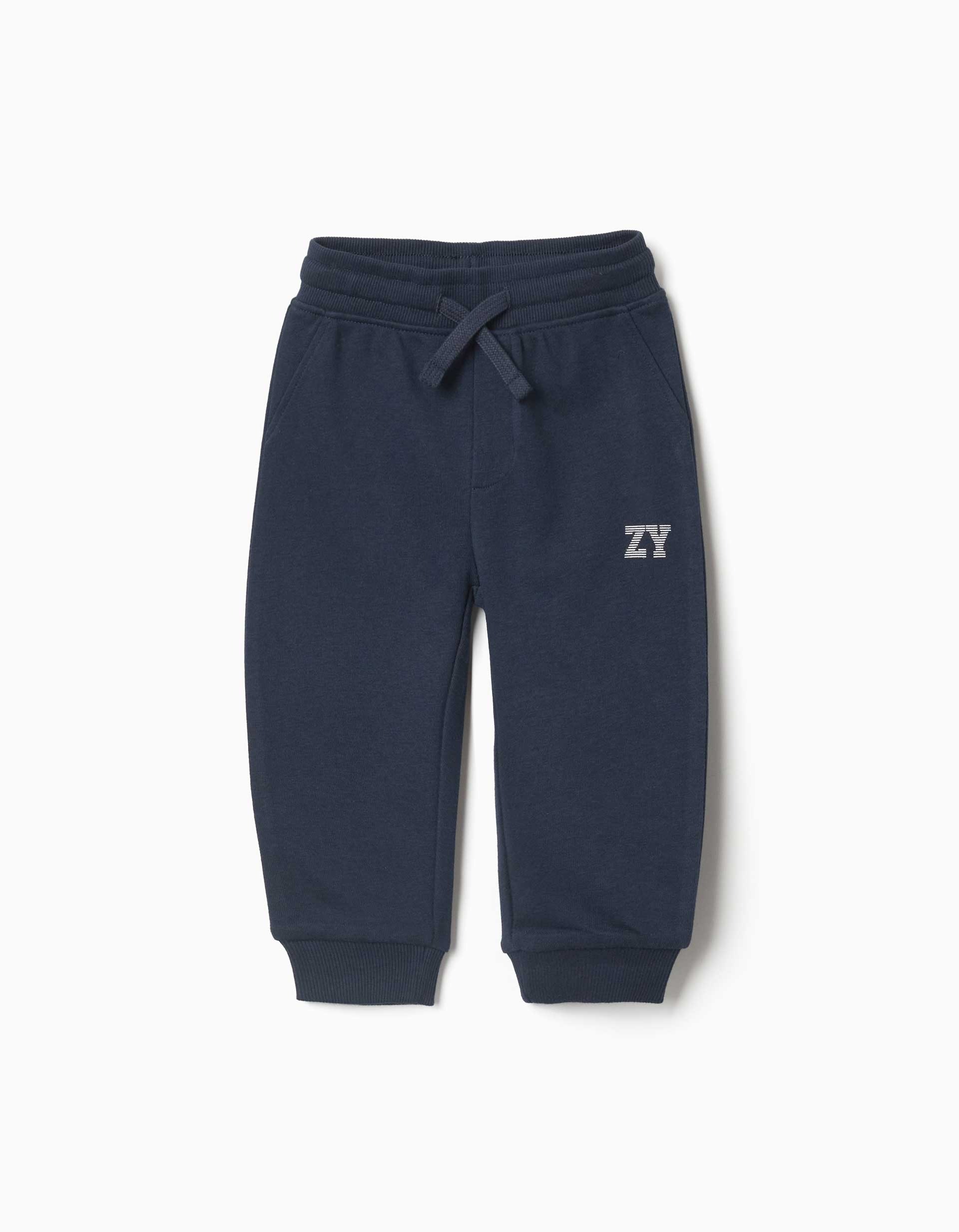 31082054006-0 Pantalon de jogging en polaire avec cordon de serrage et imprimé pour bébé garçon, bleu marine – Image 1