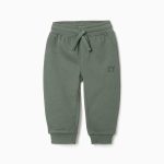 Pantalon de jogging en polaire avec cordon de serrage et imprimé pour bébé garçon, vert foncé