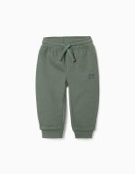 Pantalon de jogging en polaire avec cordon de serrage et imprimé pour bébé garçon, vert foncé