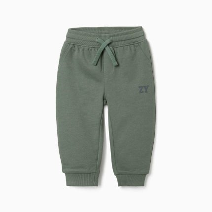 Pantalon de jogging en polaire avec cordon de serrage et imprimé pour bébé garçon, vert foncé
