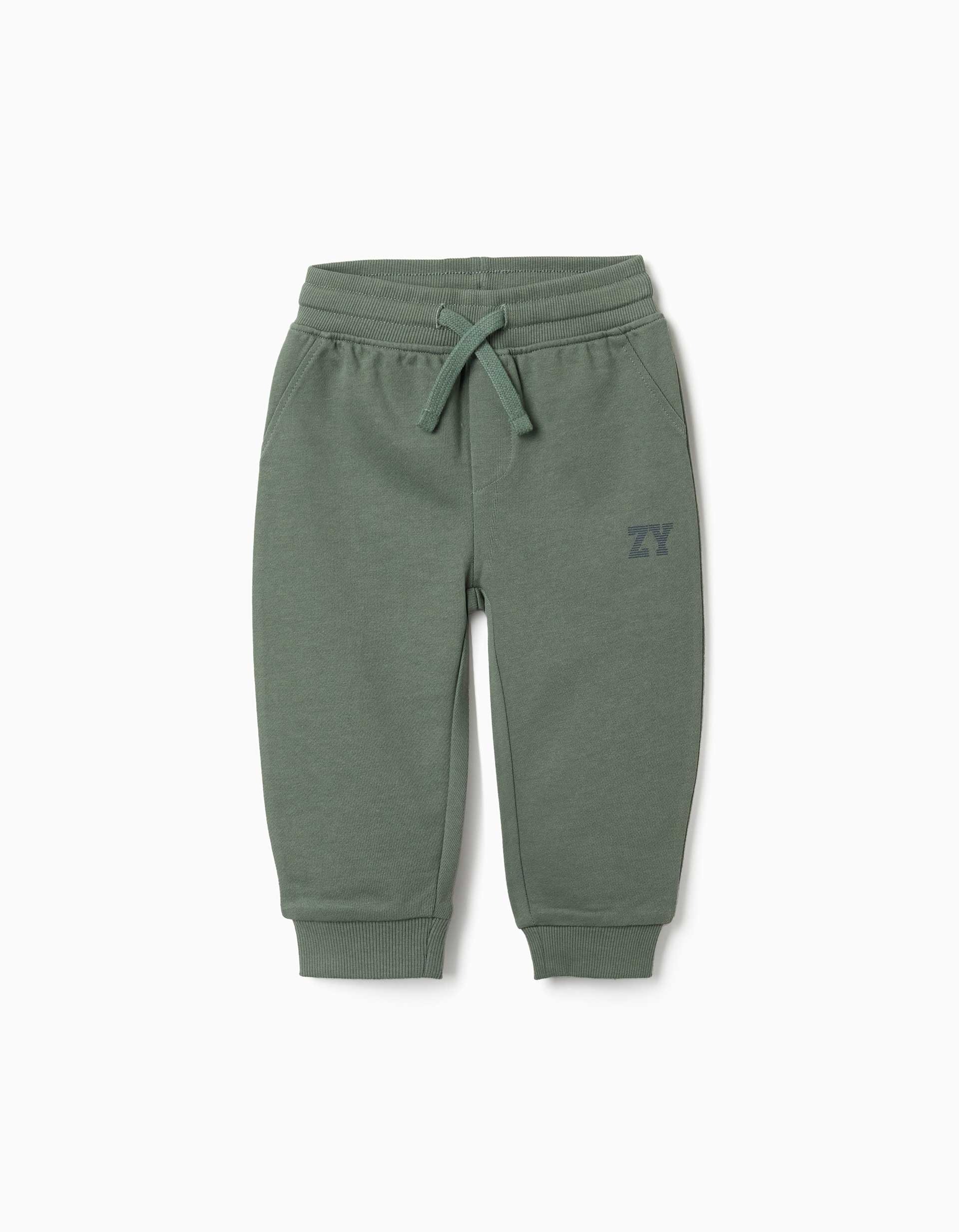 31082054009-0 Pantalon de jogging en polaire avec cordon de serrage et imprimé pour bébé garçon, vert foncé – Image 1