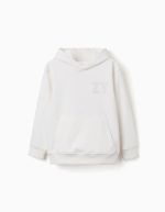 Sweat à capuche blanc avec logo ZY en relief pour garçon