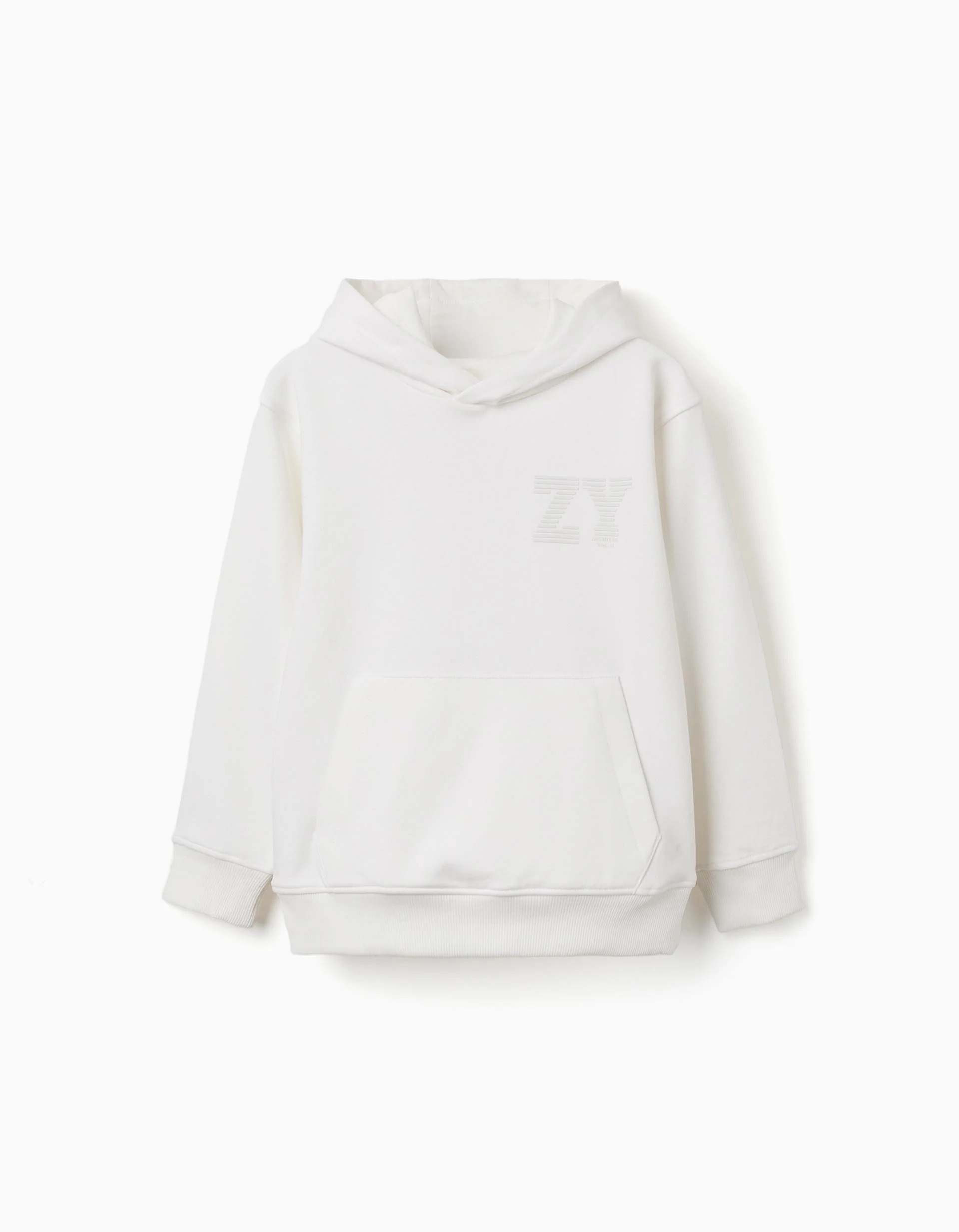31082055041-0 Sweat à capuche blanc avec logo ZY en relief pour garçon – Image 1
