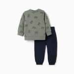 Ensemble de jogging en polaire pour bébé garçon, vert foncé/bleu marine