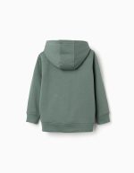 Veste à capuche en coton vert foncé avec broderie bouclée ZY pour garçon – Image 2