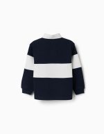 Sweat-shirt à col polo et empiècements colorés pour garçon, blanc/bleu marine – Image 2