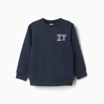 Sweat-shirt pour garçon avec logo ZY en relief, bleu marine