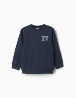 Sweat-shirt pour garçon avec logo ZY en relief, bleu marine