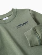 Sweat-shirt pour garçon avec logo ZY en relief, vert kaki – Image 3