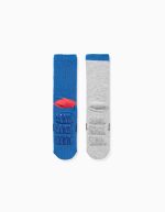 Lot de 2 paires de chaussettes antidérapantes à motifs Sonic pour garçons, bleu/gris – Image 2