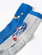 Lot de 2 paires de chaussettes antidérapantes à motifs Sonic pour garçons, bleu/gris – Image 3