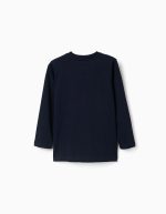 T-shirt à manches longues en coton avec imprimé ZY pour garçon, bleu marine – Image 2
