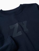 T-shirt à manches longues en coton avec imprimé ZY pour garçon, bleu marine – Image 3