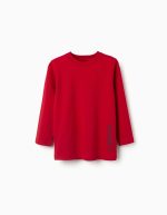 T-shirt à manches longues en coton rouge avec imprimé ZY pour garçon