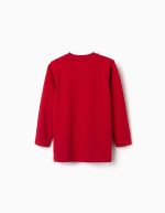 T-shirt à manches longues en coton rouge avec imprimé ZY pour garçon – Image 2