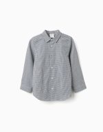 Chemise bleu foncé à manches longues en popeline pour garçon