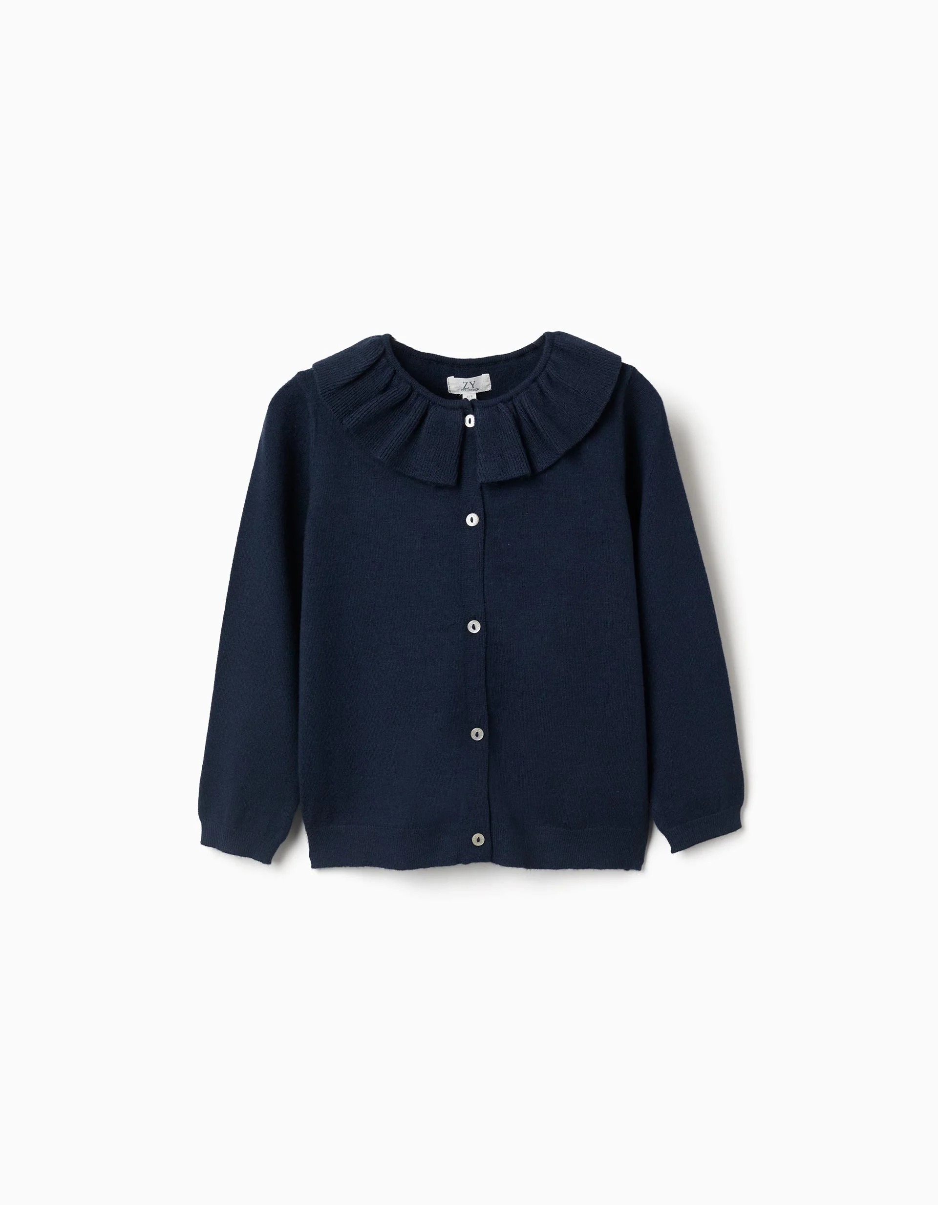 31082178712-0 Veste en maille à col volanté pour filles, bleu marine – Image 1