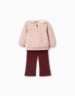 Ensemble sweat-shirt et pantalon en coton pour bébé fille, rose clair/marron – Image 2