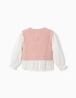 Pull bicolore pour filles, blanc/rose clair – Image 2