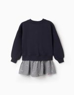 Robe en coton double tissu à motif vichy pour filles, bleu marine – Image 2