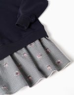 Robe en coton double tissu à motif vichy pour filles, bleu marine – Image 3