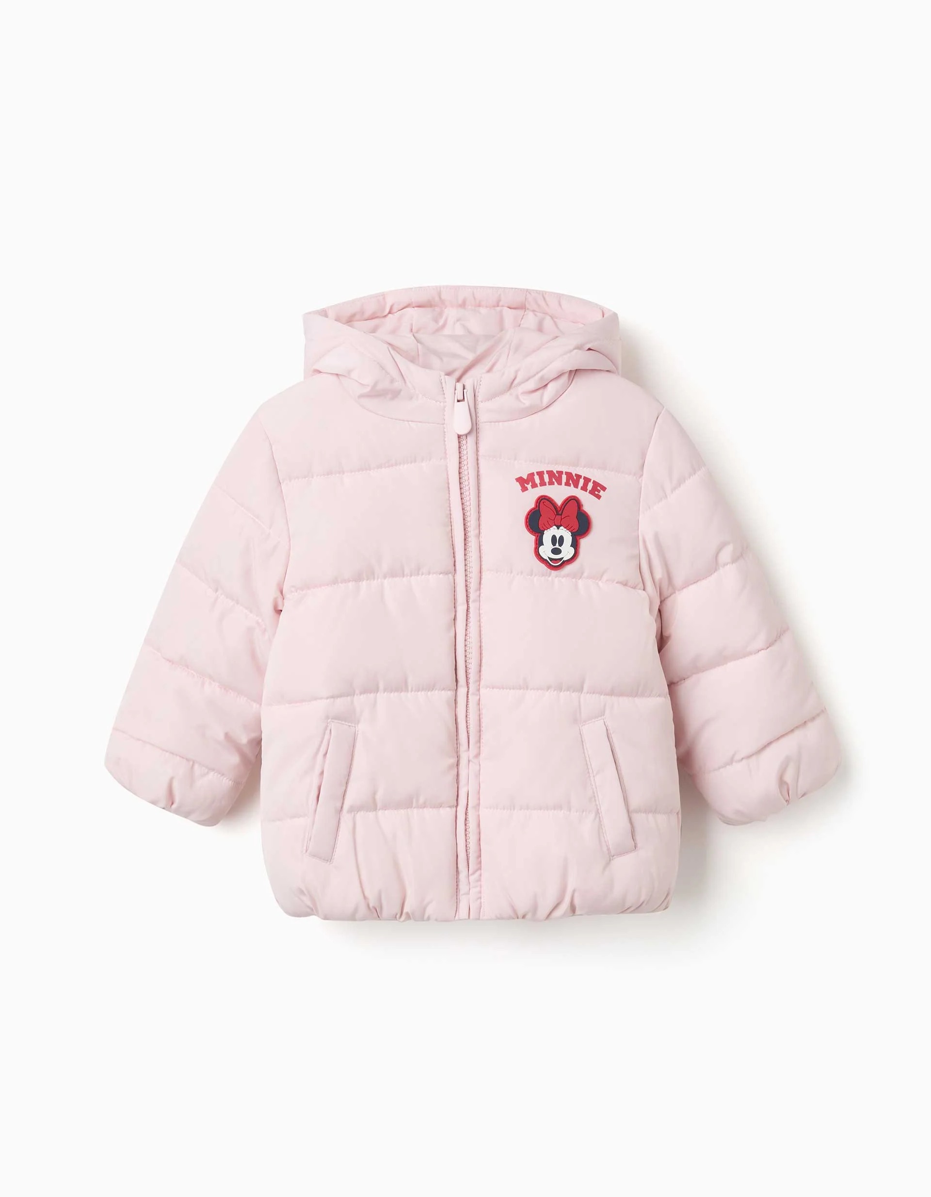 31082274030-0 Doudoune à capuche imprimée Minnie pour bébés et petites filles, rose clair – Image 1