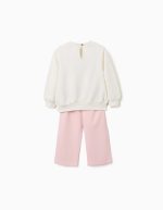 Ensemble de jogging en coton imprimé Minnie pour bébés et petites filles, blanc/rose – Image 2