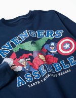 T-shirt à manches longues en coton bleu marine avec imprimé Avengers pour garçon – Image 3