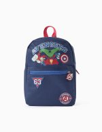 Sac à dos pour garçon avec imprimés et écussons Avengers, bleu foncé/rouge
