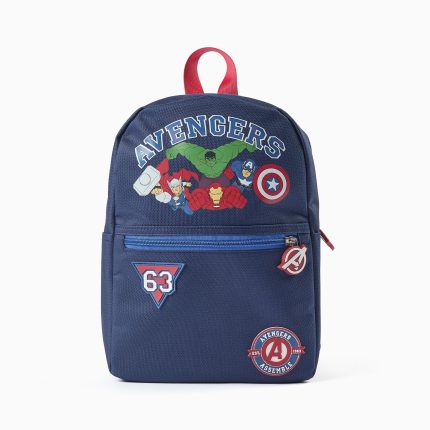 Sac à dos pour garçon avec imprimés et écussons Avengers, bleu foncé/rouge