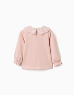 T-shirt à manches longues avec col en broderie anglaise pour bébé fille, rose – Image 2