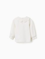 T-shirt à manches longues avec col en broderie anglaise pour bébé fille, blanc – Image 2