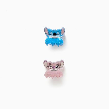 Lot de 2 mini pinces à cheveux Stitch pour bébés et petites filles, bleu/rose