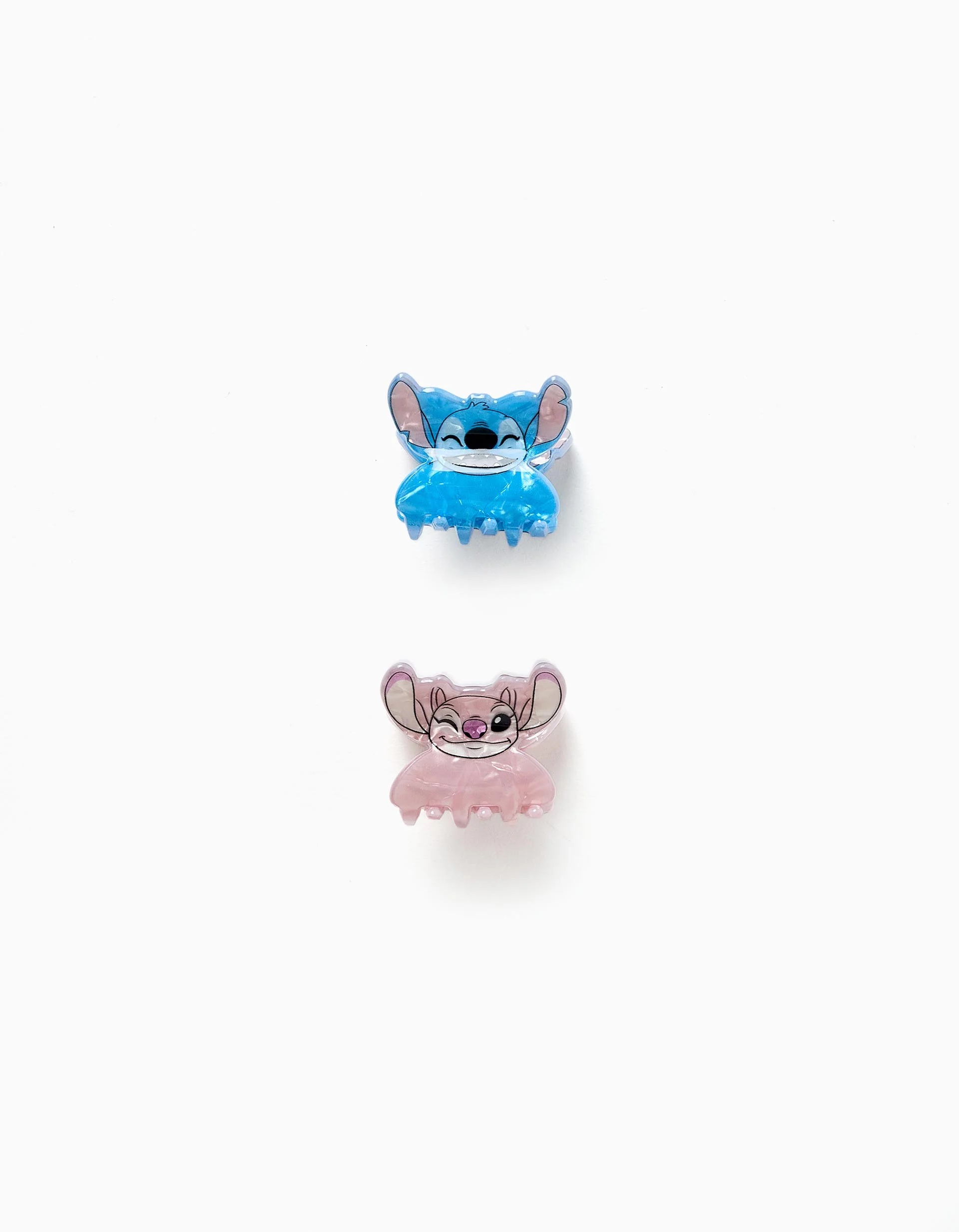 31082412038-0 Lot de 2 mini pinces à cheveux Stitch pour bébés et petites filles, bleu/rose – Image 1