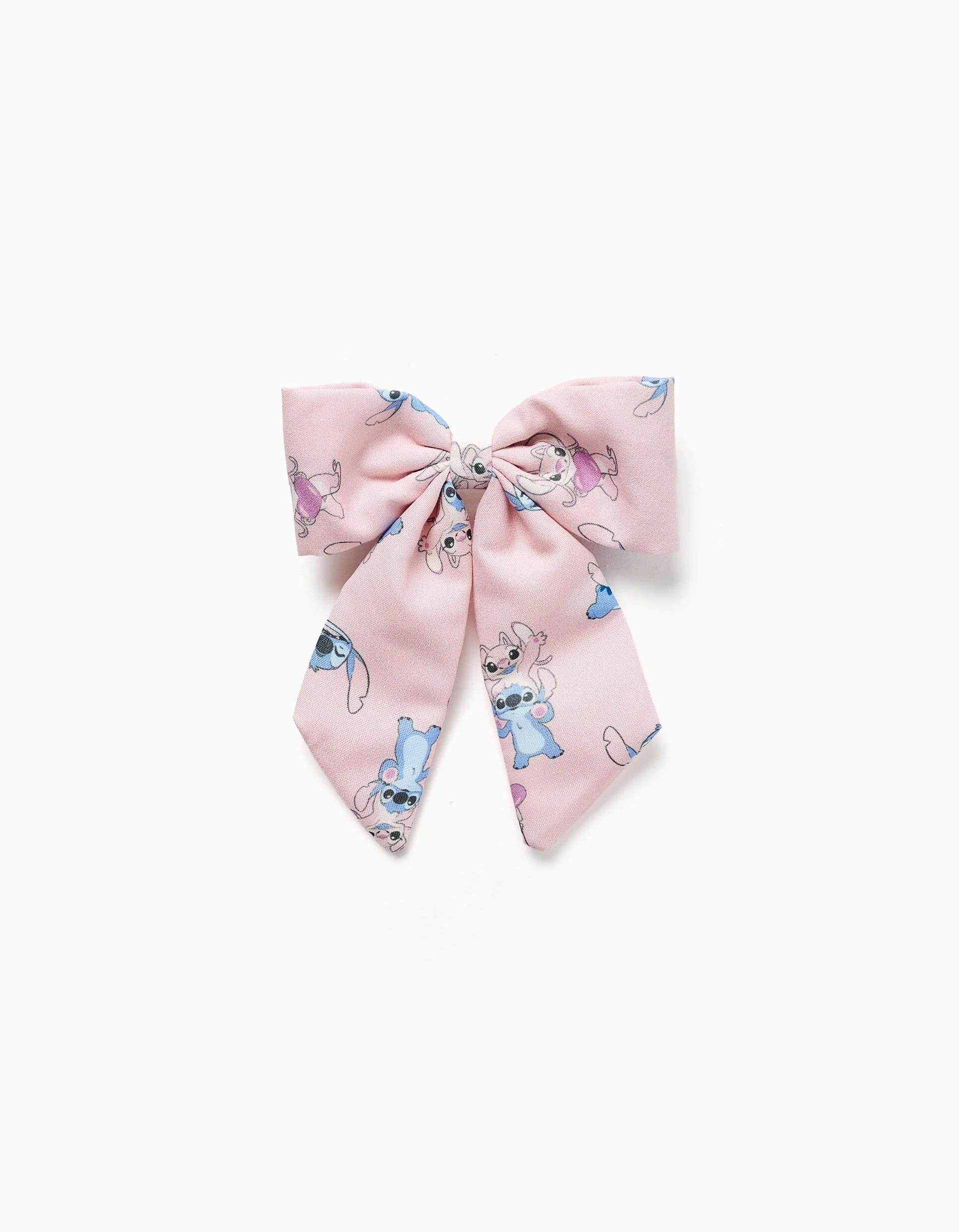 31082413038-0 Barrette à cheveux avec nœud et imprimé Stitch pour bébés et petites filles, rose clair – Image 1