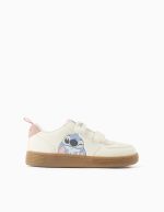 Baskets pour filles avec imprimé Stitch et fermeture auto-agrippante, beige clair