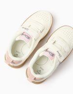 Baskets pour filles avec imprimé Stitch et fermeture auto-agrippante, beige clair – Image 3