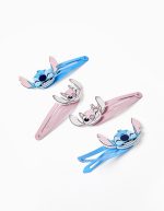 Lot de 4 pinces à cheveux Stitch et Angel pour bébés et petites filles, bleu/rose – Image 2