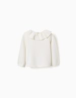 Pull en maille à col volanté pour bébé fille, blanc – Image 2