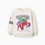 Sweat-shirt brossé à motifs Avengers pour garçons, blanc