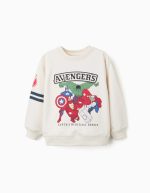 Sweat-shirt brossé à motifs Avengers pour garçons, blanc
