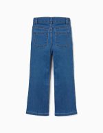Jean évasé bleu pour fille, avec taille ajustable et poches. – Image 2