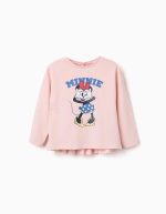 T-shirt à manches longues rose à imprimé Minnie pour bébés et petites filles