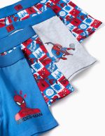 Lot de 4 boxers en coton imprimés Spider-Man pour garçons, bleu/gris – Image 3