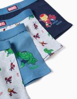 Lot de 4 boxers en coton imprimés Marvel pour garçons, bleu/gris – Image 3