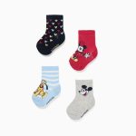 4 paires de chaussettes multicolores à motifs Mickey et Pluto pour bébé garçon
