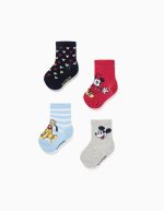 4 paires de chaussettes multicolores à motifs Mickey et Pluto pour bébé garçon